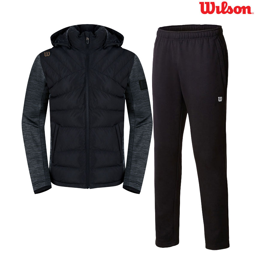 윌슨 남성 여성 겨울 패딩자켓+기모바지 트레이닝복 세트 블랙